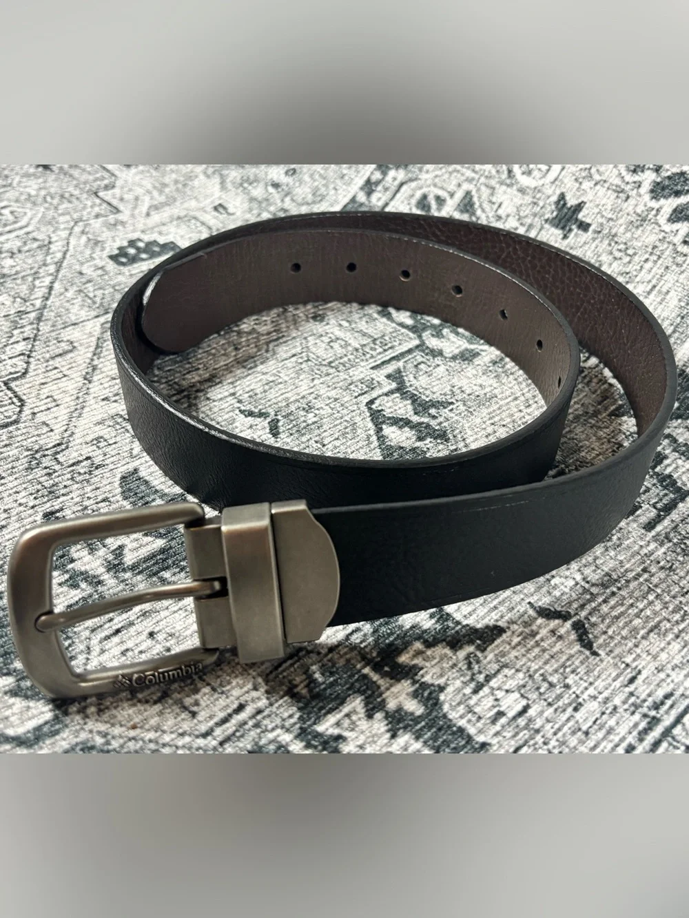 Columbia Mens Black Brown Reversible Leather Belt New! Sz.32-30